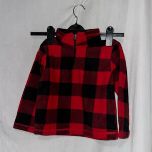 New The Children's Place red & black buffalo plaid fleece zip up jacket size 3T
